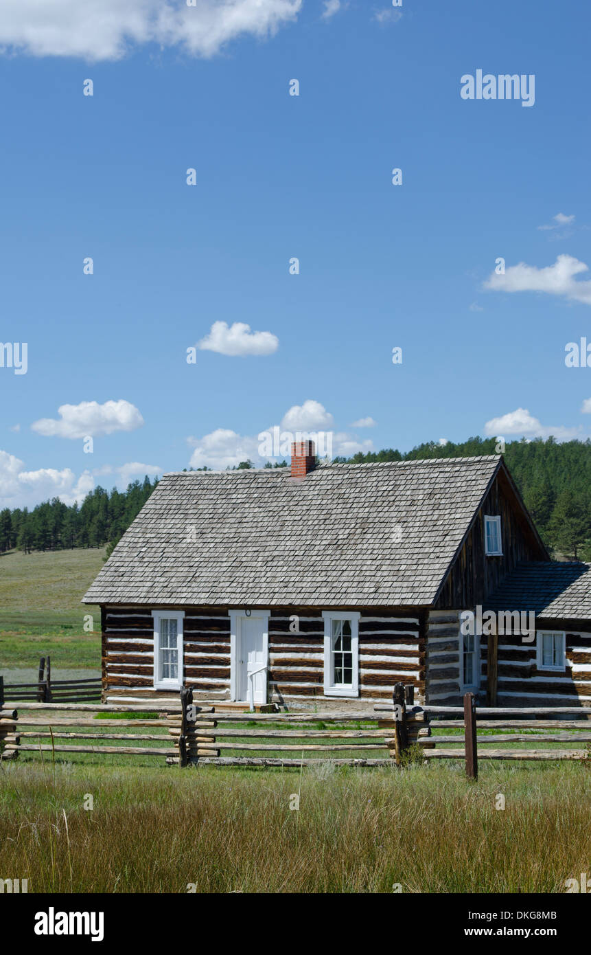 Die Hornbek Ranch bei Florissant Fossil Beds National Monument ist ein perfektes Beispiel für eine alte Mountain Ranch. Stockfoto