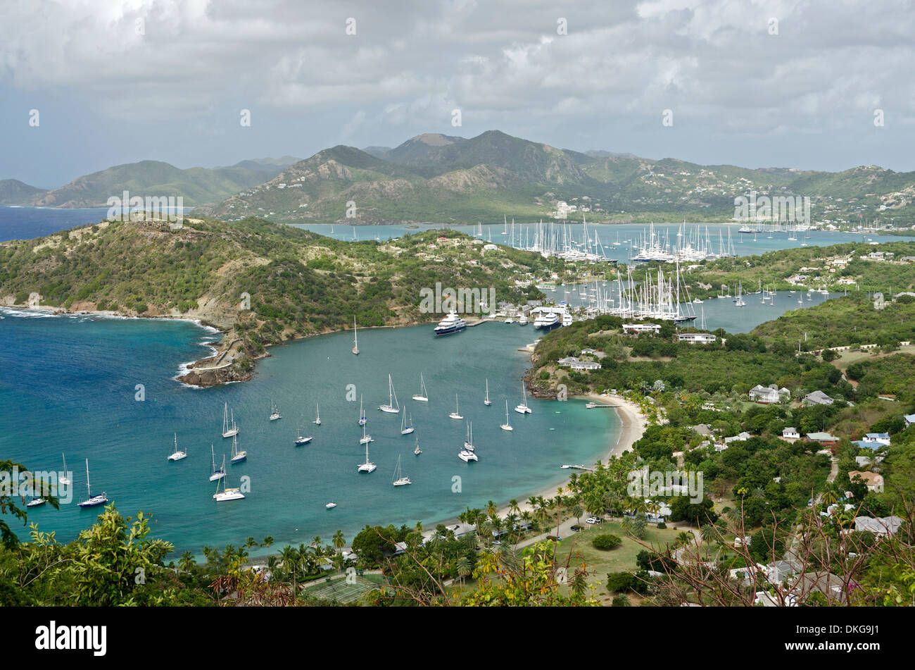 English Harbour und Falmouth Bay, Antigua, kleine Antillen, Karibik, Amerika Stockfoto