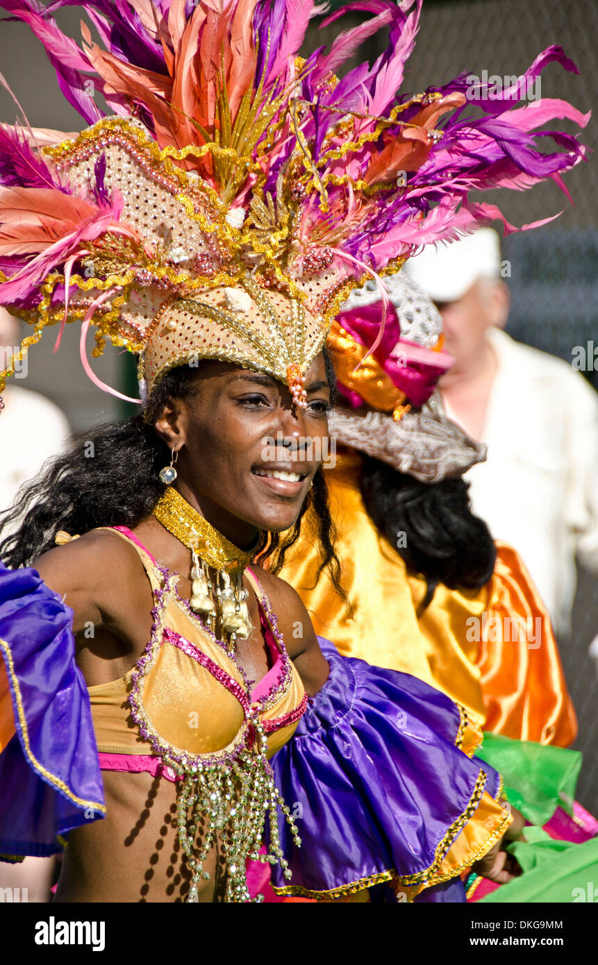 Tänzerin bei Karneval, Trinidad und Tobago, Lesser Antilles, der Karibik, Amerika Stockfoto
