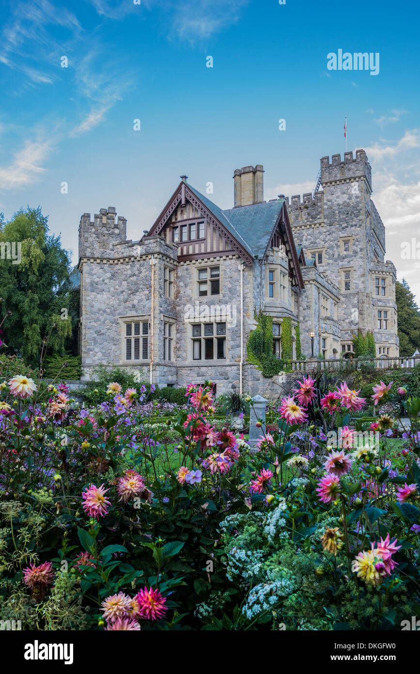 Hatley Castle, am königlichen Straßen Uni-Gelände, Hemlocktannen, British Columbia, Kanada Stockfoto