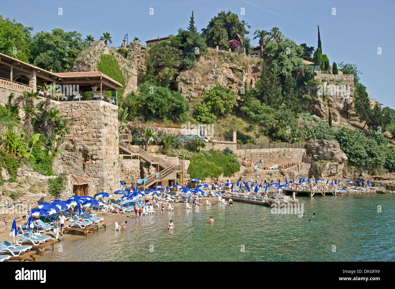 Küste-Linie und Stadt Wand, Anatolien, Türkei, Asien Stockfoto