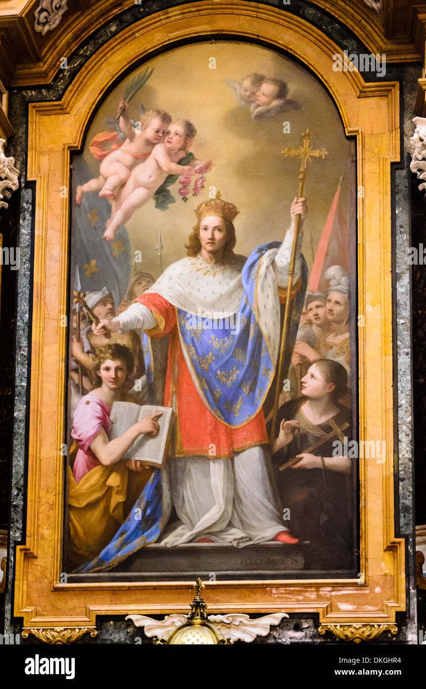 Kapelle von St. Louis König von Frankreich in der Kirche von St. Louis der Franzosen (Chiesa di S. Luigi dei Francesi) - Rom, Italien Stockfoto