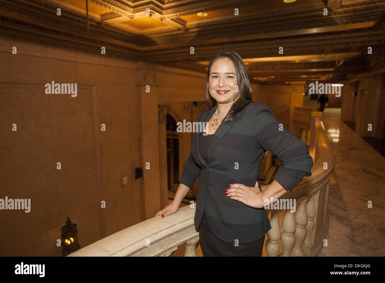 Los Angeles, Kalifornien, USA. 5. November 2013. Allison Chock, Leiter des Amtes für Los Angeles von Rechtsstreitigkeiten Finanzier Bentham IWF. Ringo Chiu/ZUMAPRESS.com/Alamy © Live-Nachrichten Stockfoto