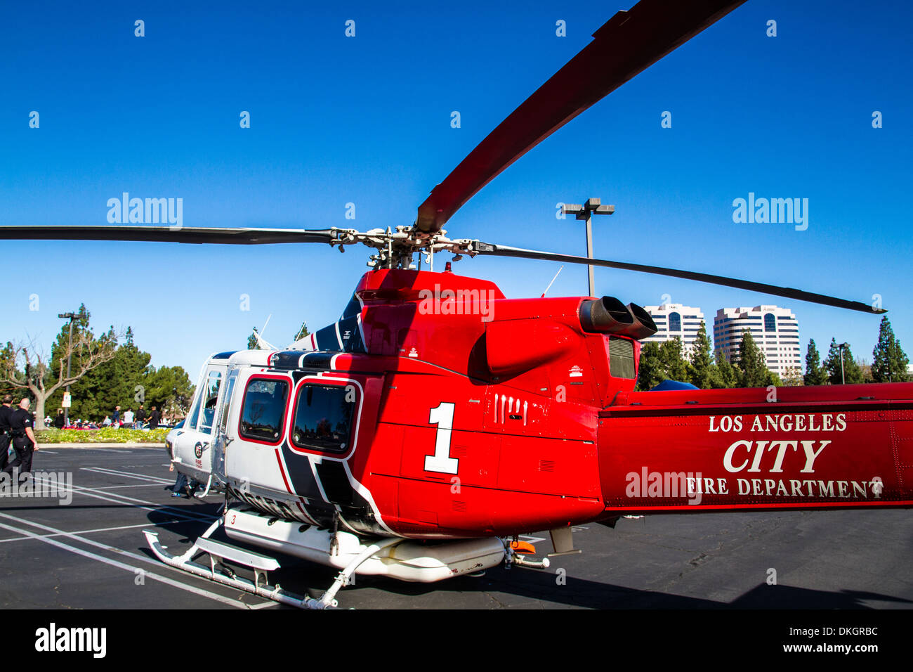 Ein Los Angeles City Feuerwehr Hubschrauber auf der Motor4toys-Veranstaltung in Woodland Hills, Kalifornien Stockfoto