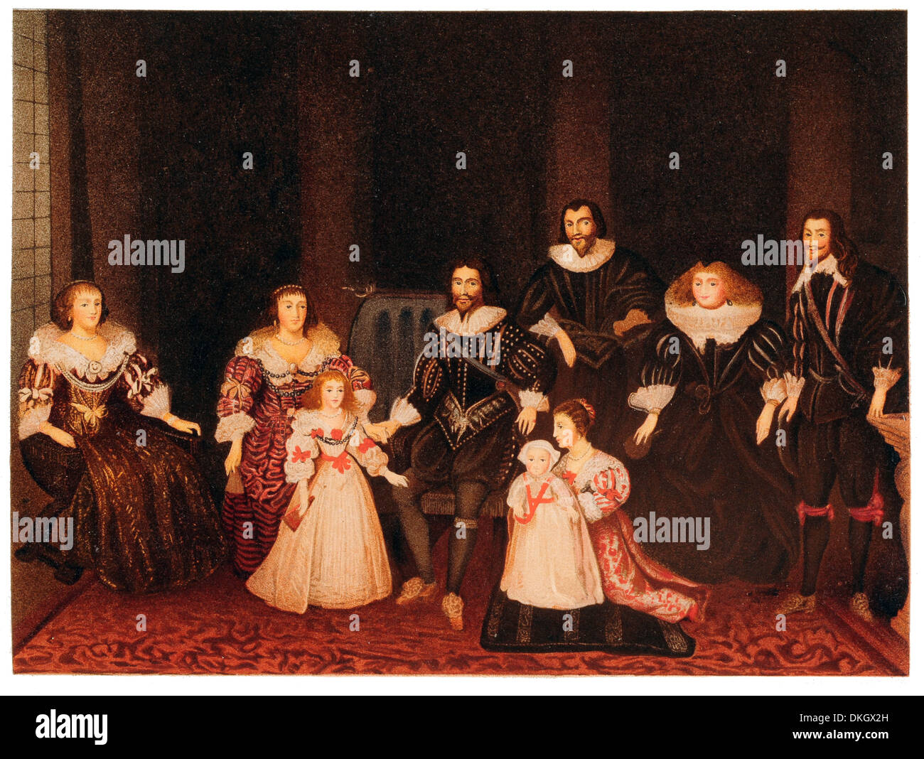 George Villiers, Herzog von Buckingham und Familie von Honthorst in Hampton Court Stockfoto