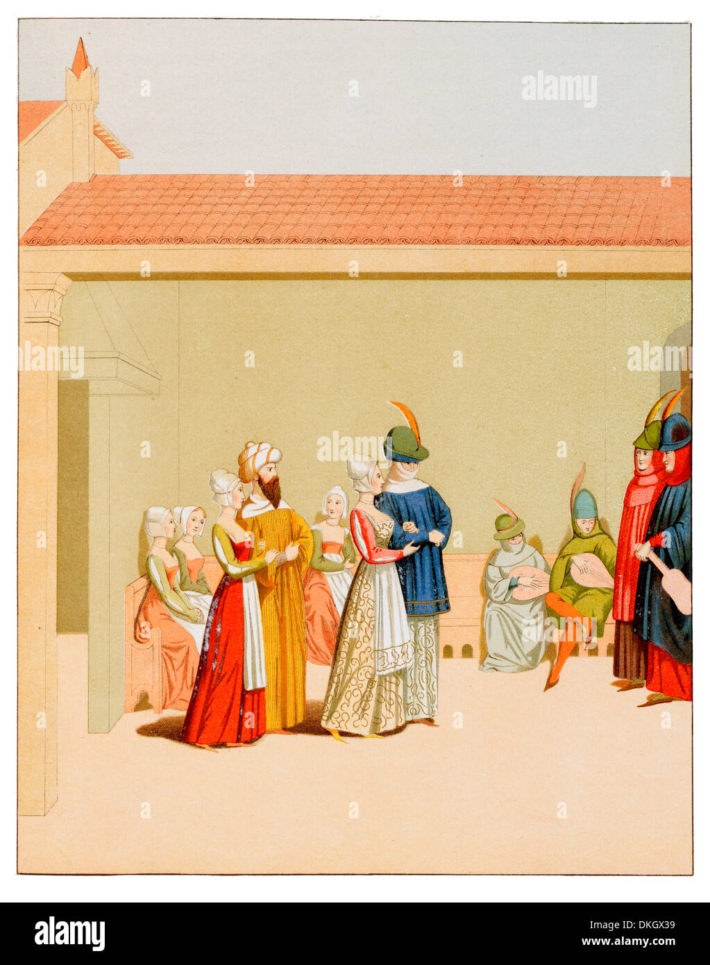 ein Karneval-Szene aus einer Handschrift des 15. Jahrhunderts in ambrosianische Bibliothek Mailand Stockfoto