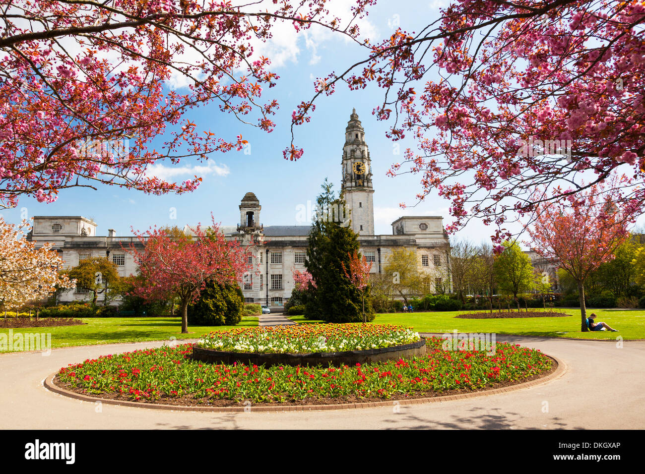 Rathaus, Alexandra Gardens, Cathays Park, Cardiff, Wales, Vereinigtes Königreich, Europa Stockfoto