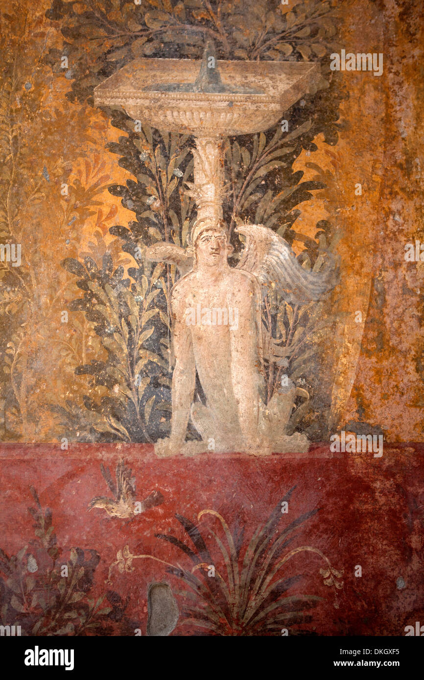 Fresko der Villa Poppea (Villa Poppaea), Oplontis, UNESCO World Heritage Site, Kampanien, Italien, Europa Stockfoto