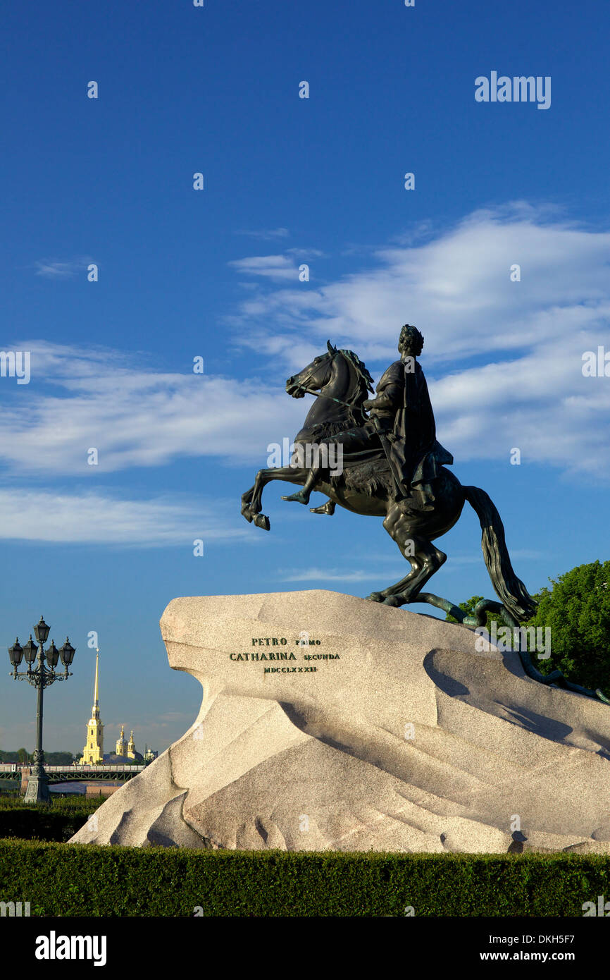 Statue von Peter das große, Bronze Horseman, St. Petersburg, Russland, Europa Stockfoto