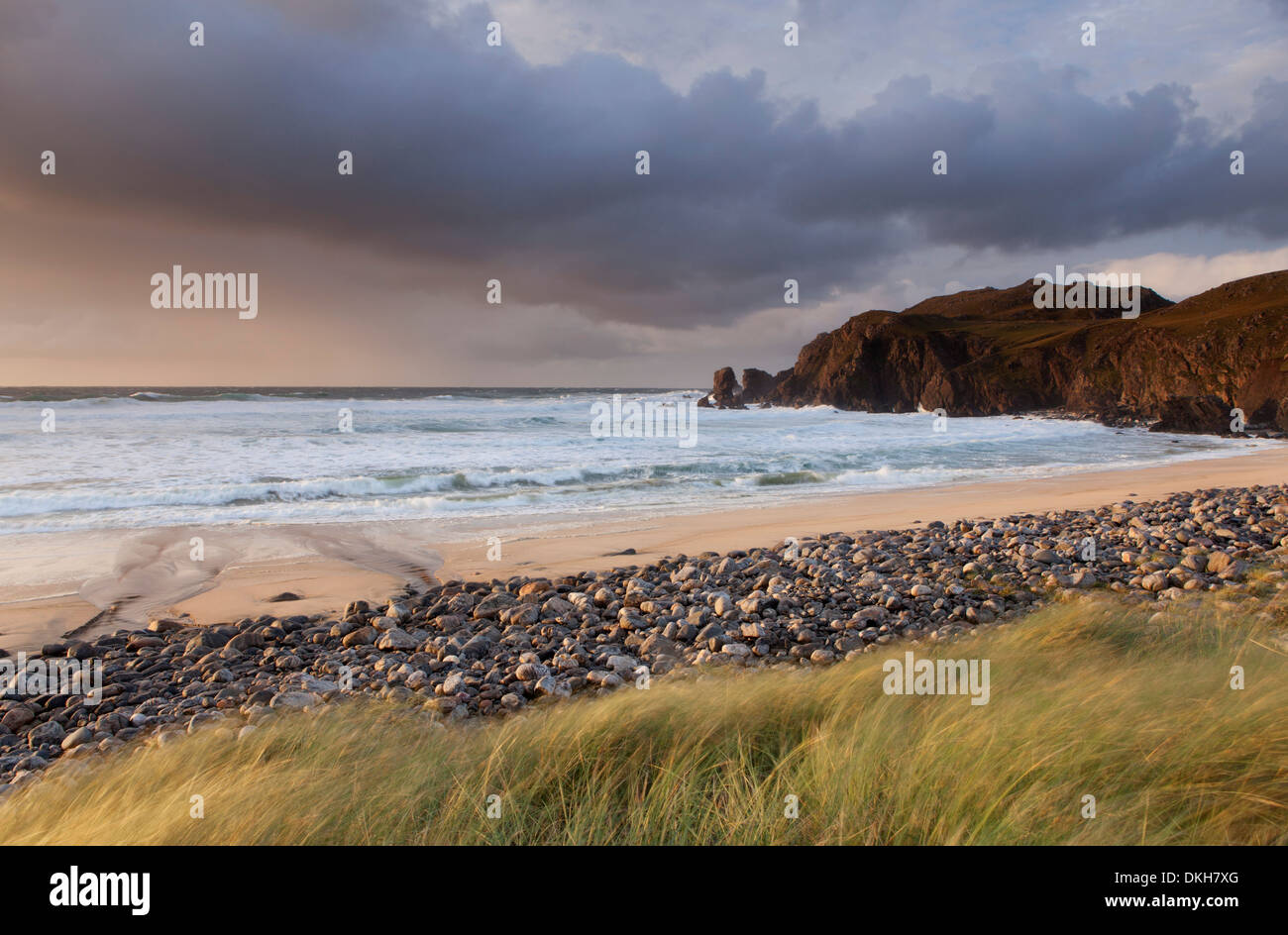Schönen Abendlicht am Dhal Mor Strand, Isle of Lewis, äußeren Hebriden, Schottland, Vereinigtes Königreich, Europa Stockfoto