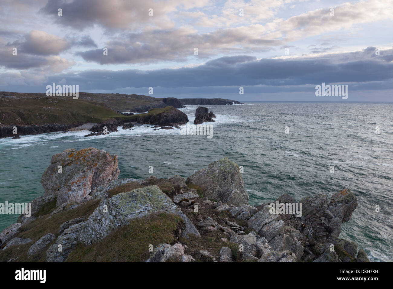Ein September-Abend auf den Klippen am Mangersta, Isle of Lewis, äußeren Hebriden, Schottland, Vereinigtes Königreich, Europa Stockfoto