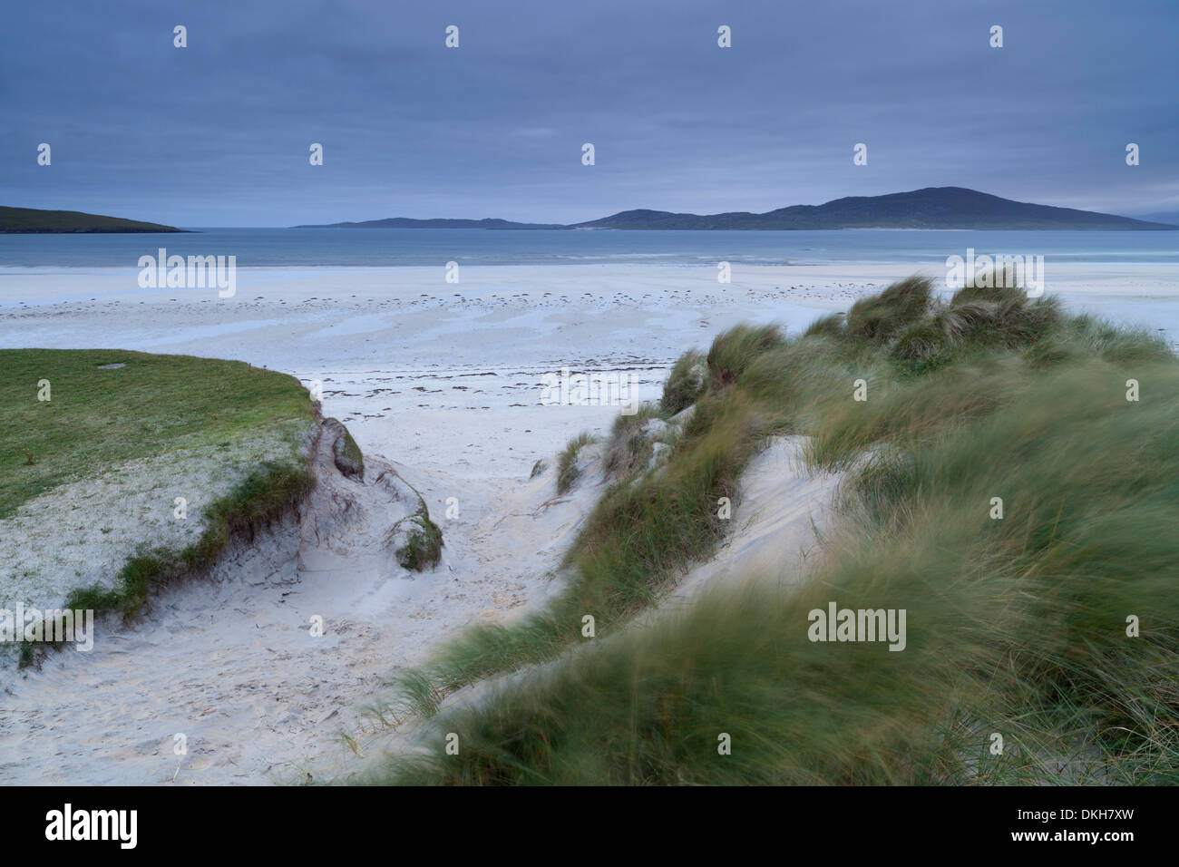 Ein launisch und windigen Morgen am Seleibost Strand, Isle of Harris, äußeren Hebriden, Schottland, Vereinigtes Königreich, Europa Stockfoto