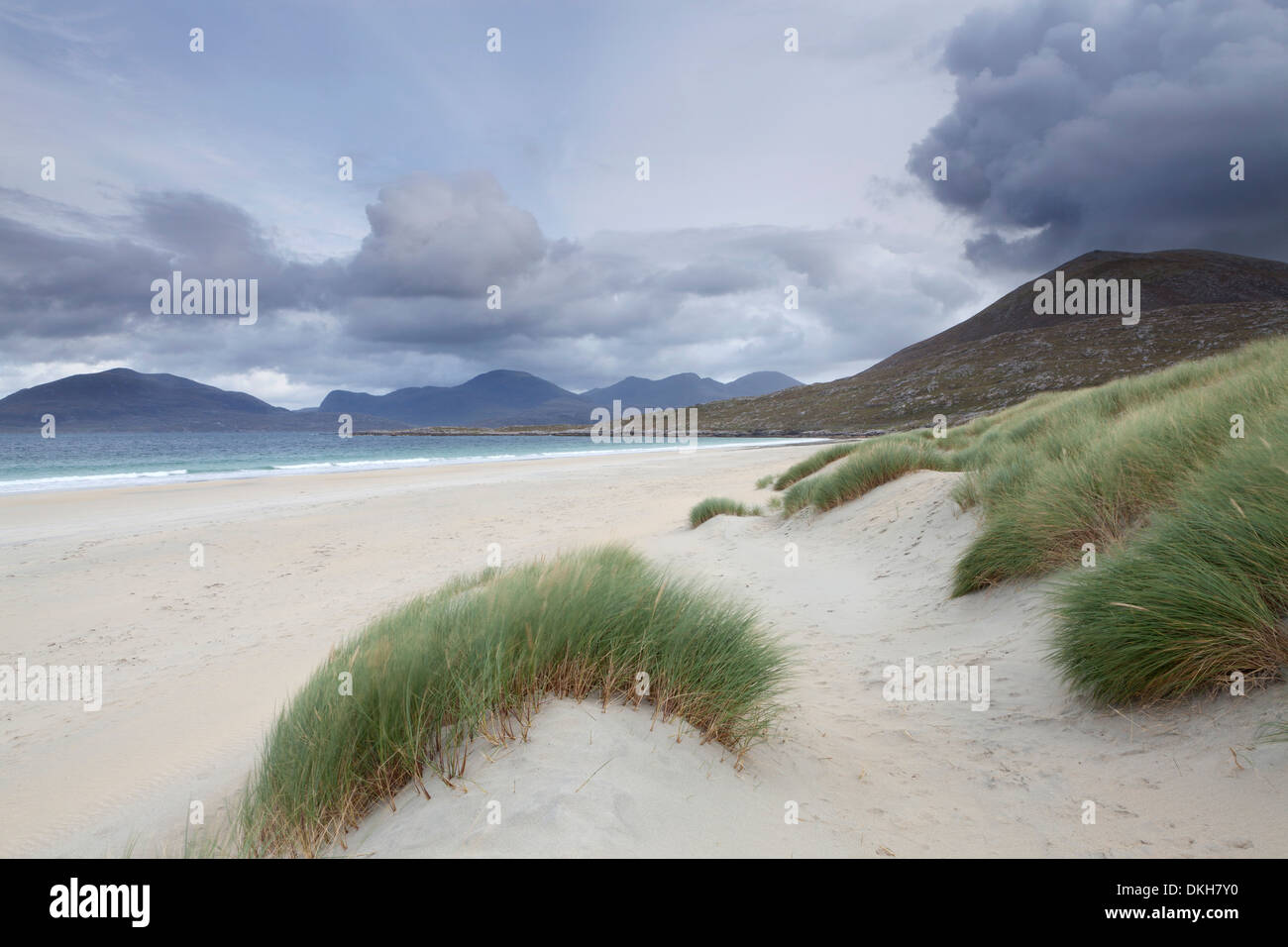 Die Berge der North Harris Webstuhl große hinter Luskentyre Bay, Isle of Harris, äußeren Hebriden, Schottland, Vereinigtes Königreich, Europa Stockfoto