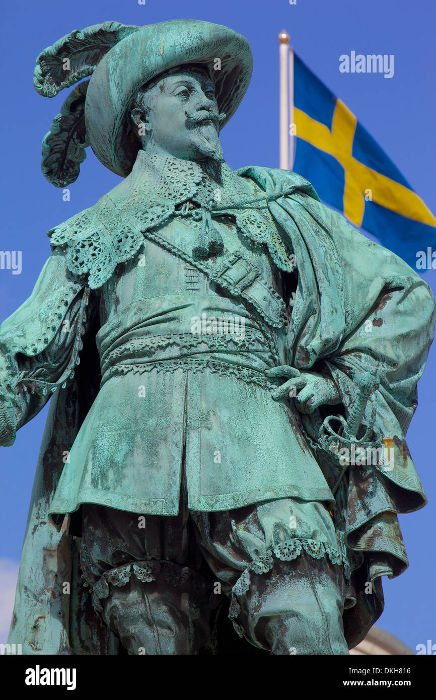Bronzestatue der Stadt Gründer Gustav Adolf, Gustav Adolfs Torg, Göteborg, Schweden, Skandinavien, Europa Stockfoto