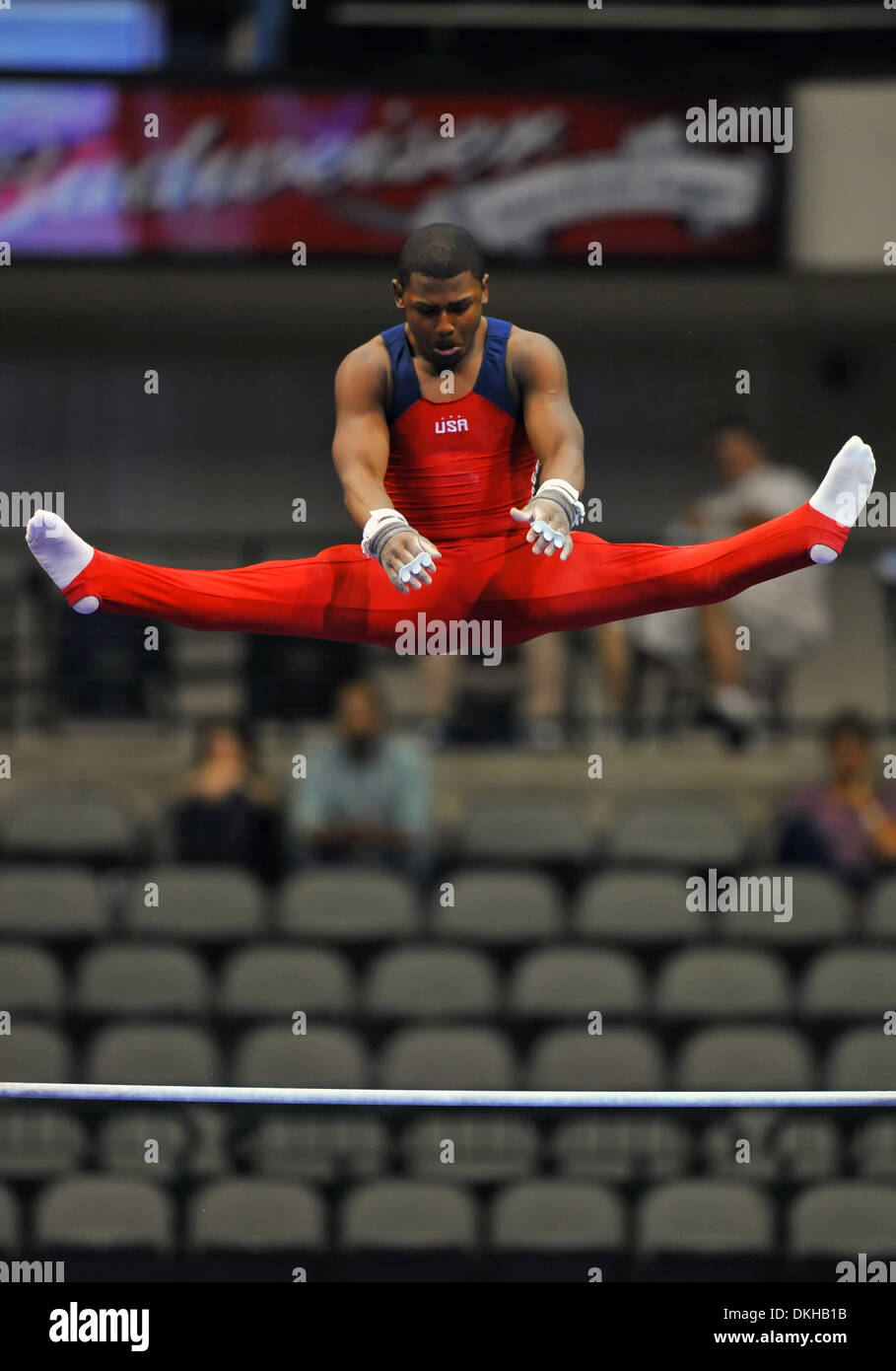 VISA Gymnastik Meisterschaft 2009, Tag2 von der Männer Wettbewerb im American Airlines Center.  John Orozco konkurriert am Reck. (Kredit-Bild: © Steven Leija/Southcreek Global/ZUMApress.com) Stockfoto