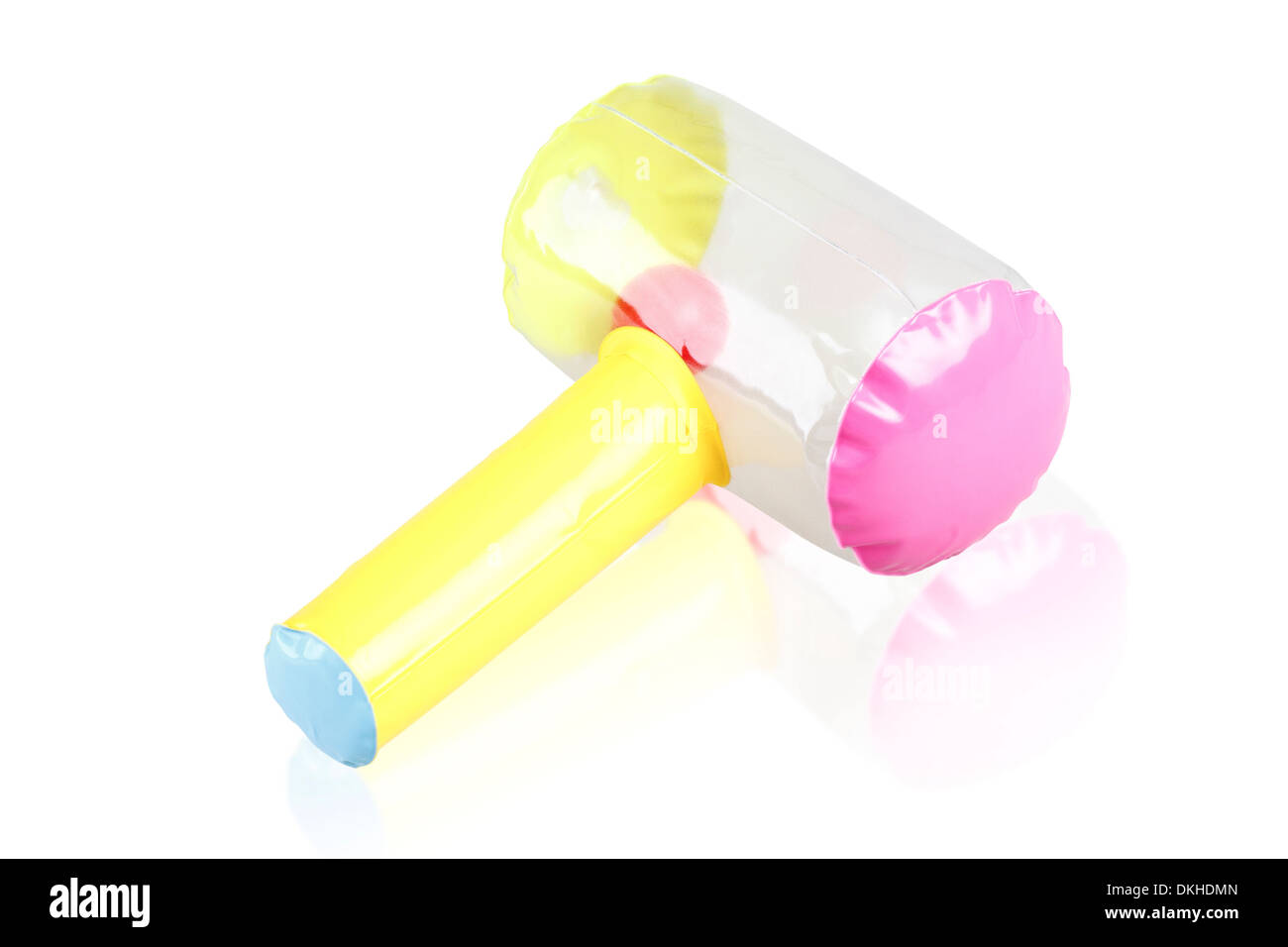 aufblasbare Hammer Spielzeug isoliert auf weißem Hintergrund Stockfoto
