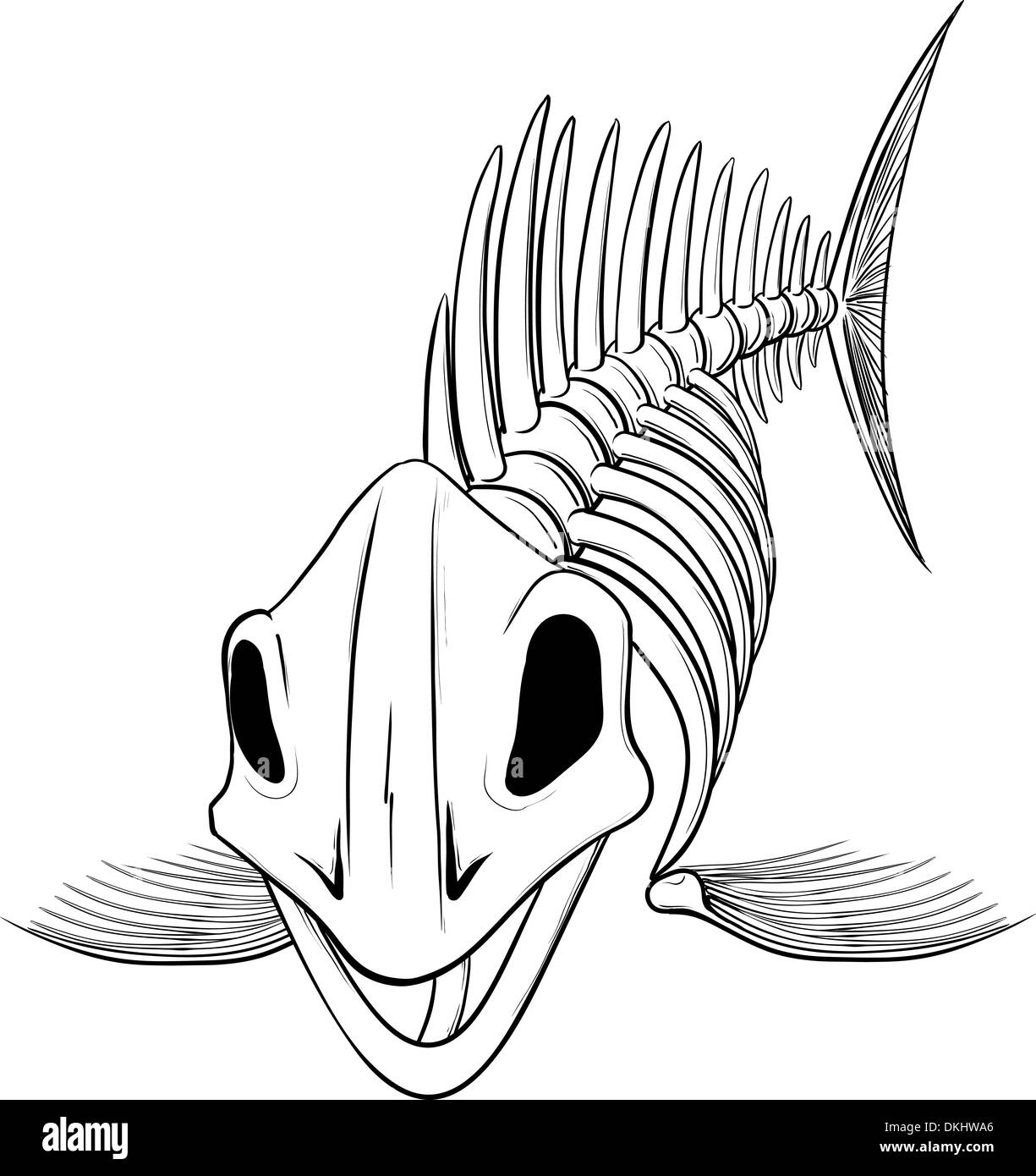 Silhouette Skelett Fisch Stockfoto