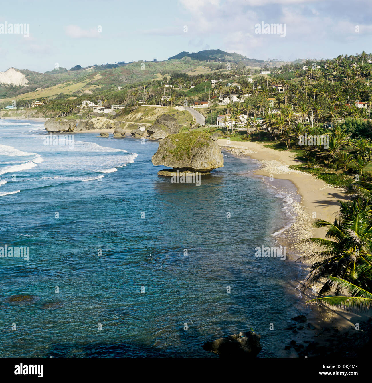 Luftaufnahme von Bathsheba Stadt zeigen, Saint Joseph, Barbados, Caribbean Stockfoto
