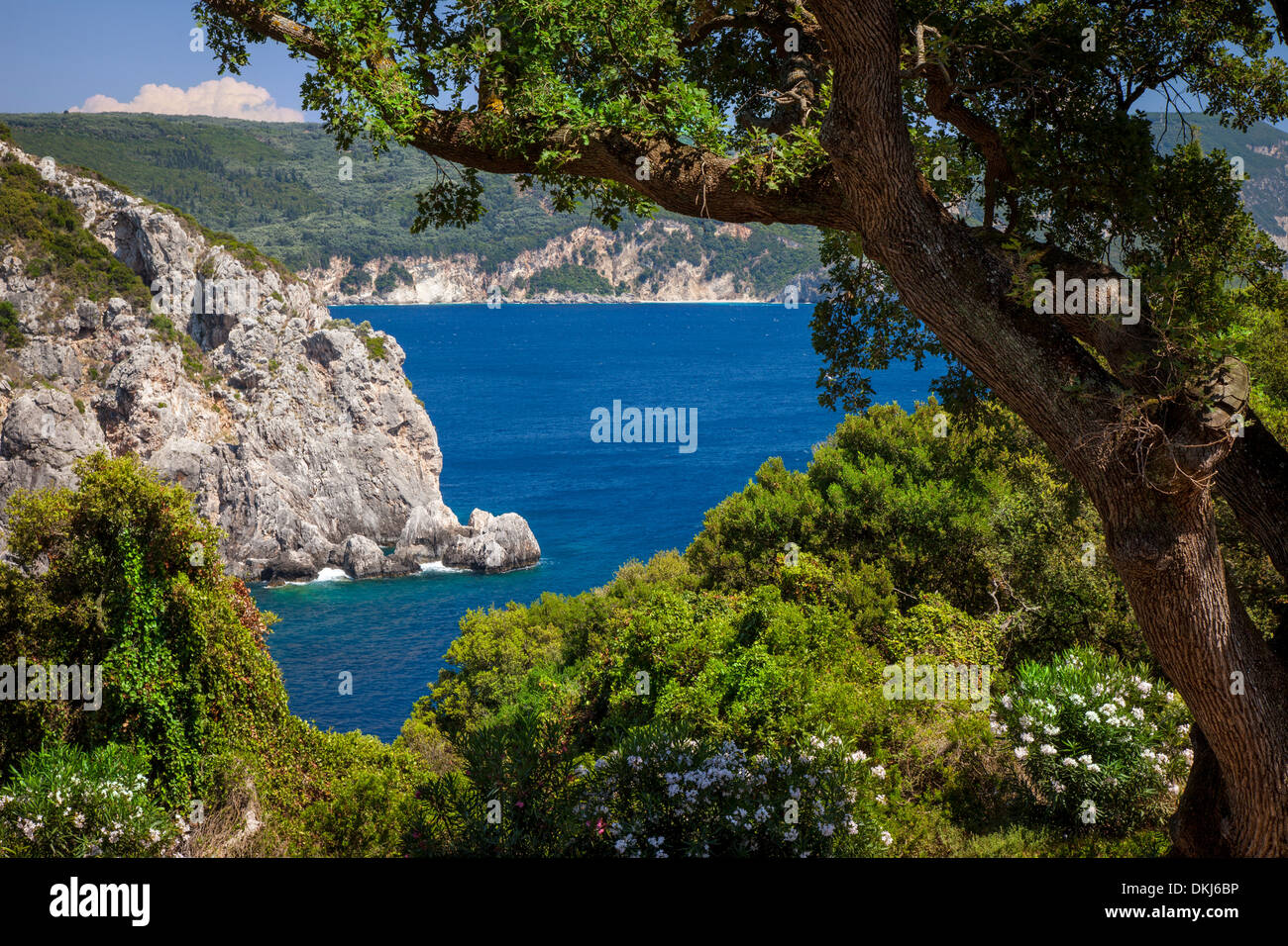 Blauen Gewässern vor der Küste der Ionischen Insel Korfu, Griechenland Stockfoto