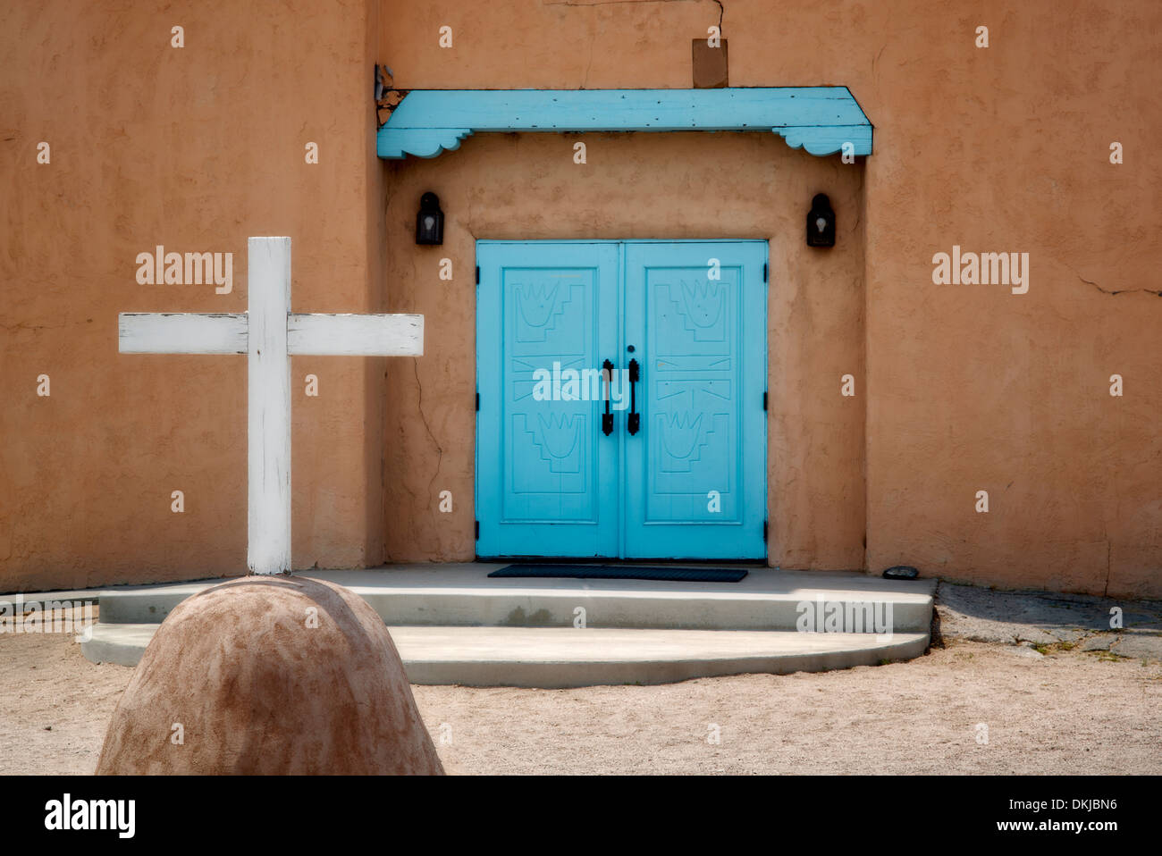 Kirche von Santa Clara Pueblo. New-Mexico Stockfoto