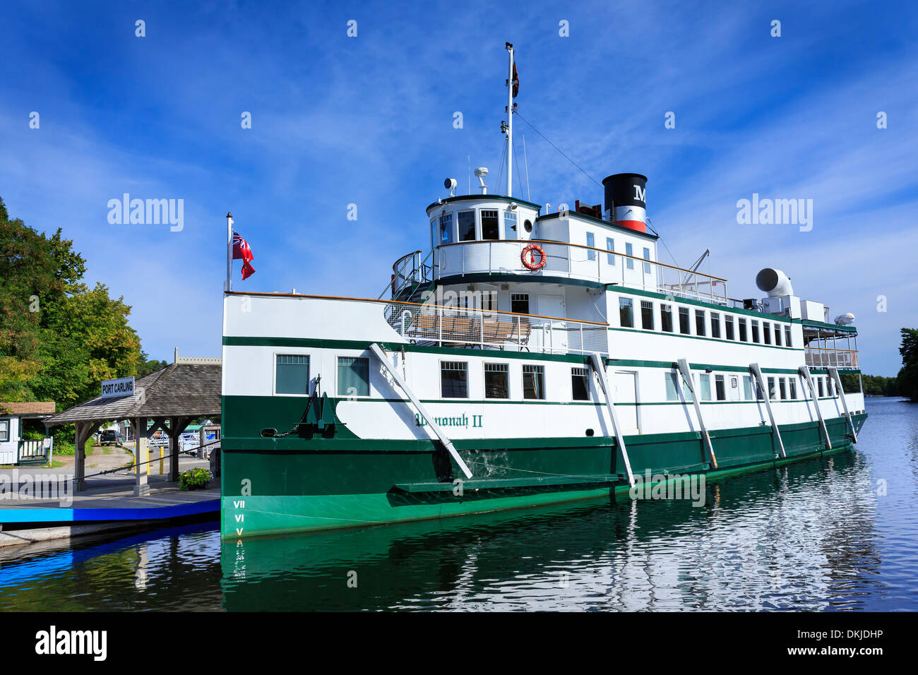 Wenonah ll Dampfschiff, Port Carling, Muskoka Region, Ontario, Kanada Stockfoto