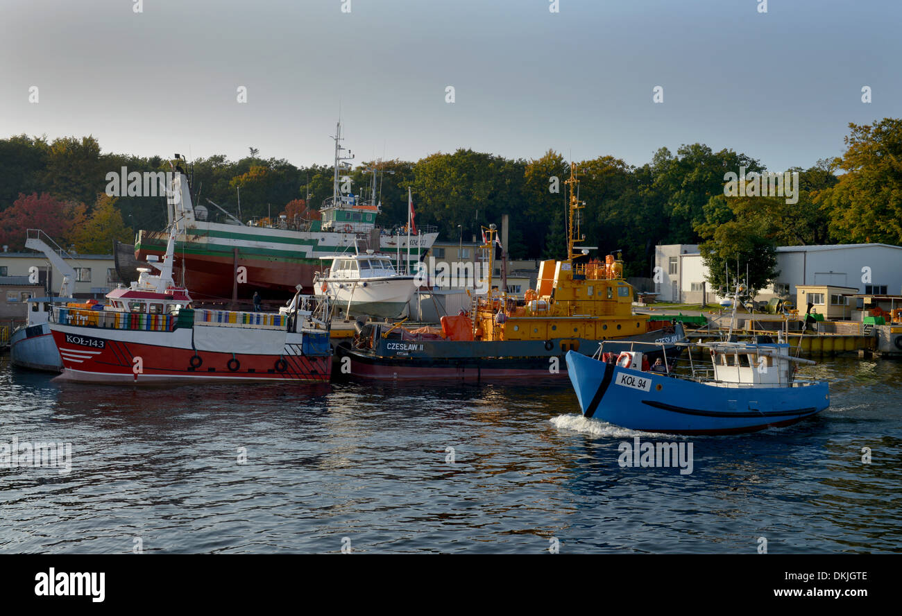 Schiffe, Hafen, Kolberg, Polen Stockfoto