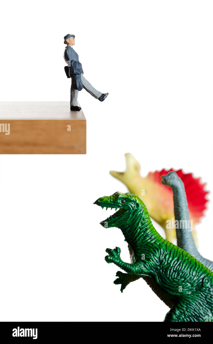 Fuß von einer Klippe in die Katastrophe Stockfoto