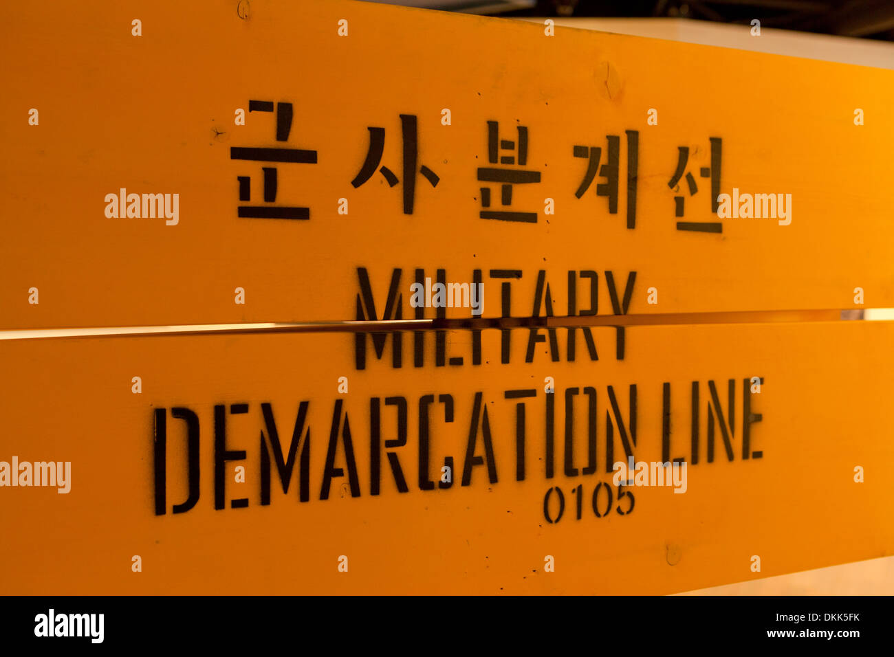 Militärische Demarkationslinie Zeichen - Paju, Südkorea Stockfoto