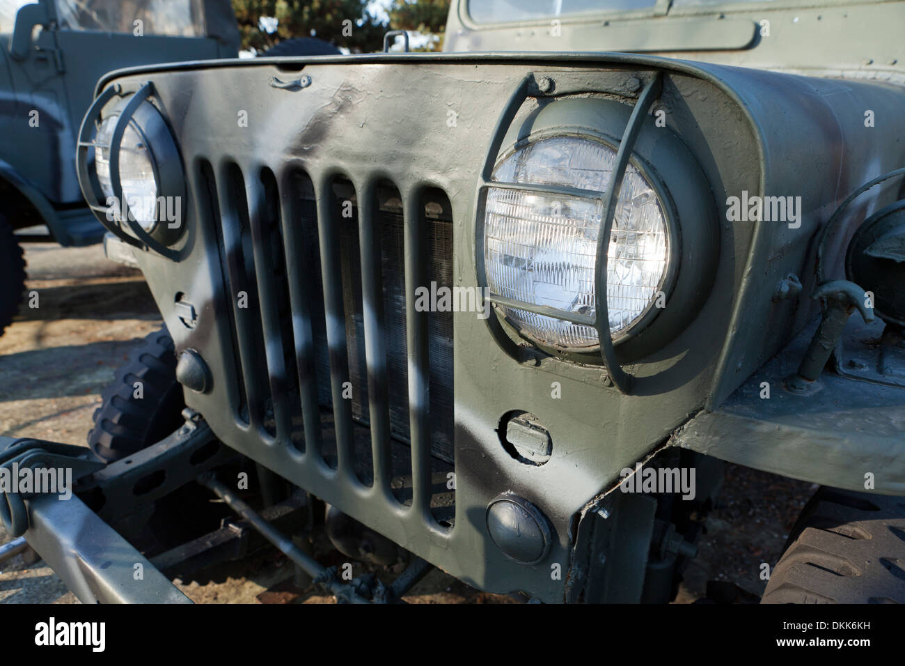 US-Militär Willys MB Jeep Scheinwerfer und Kühlergrill Stockfoto