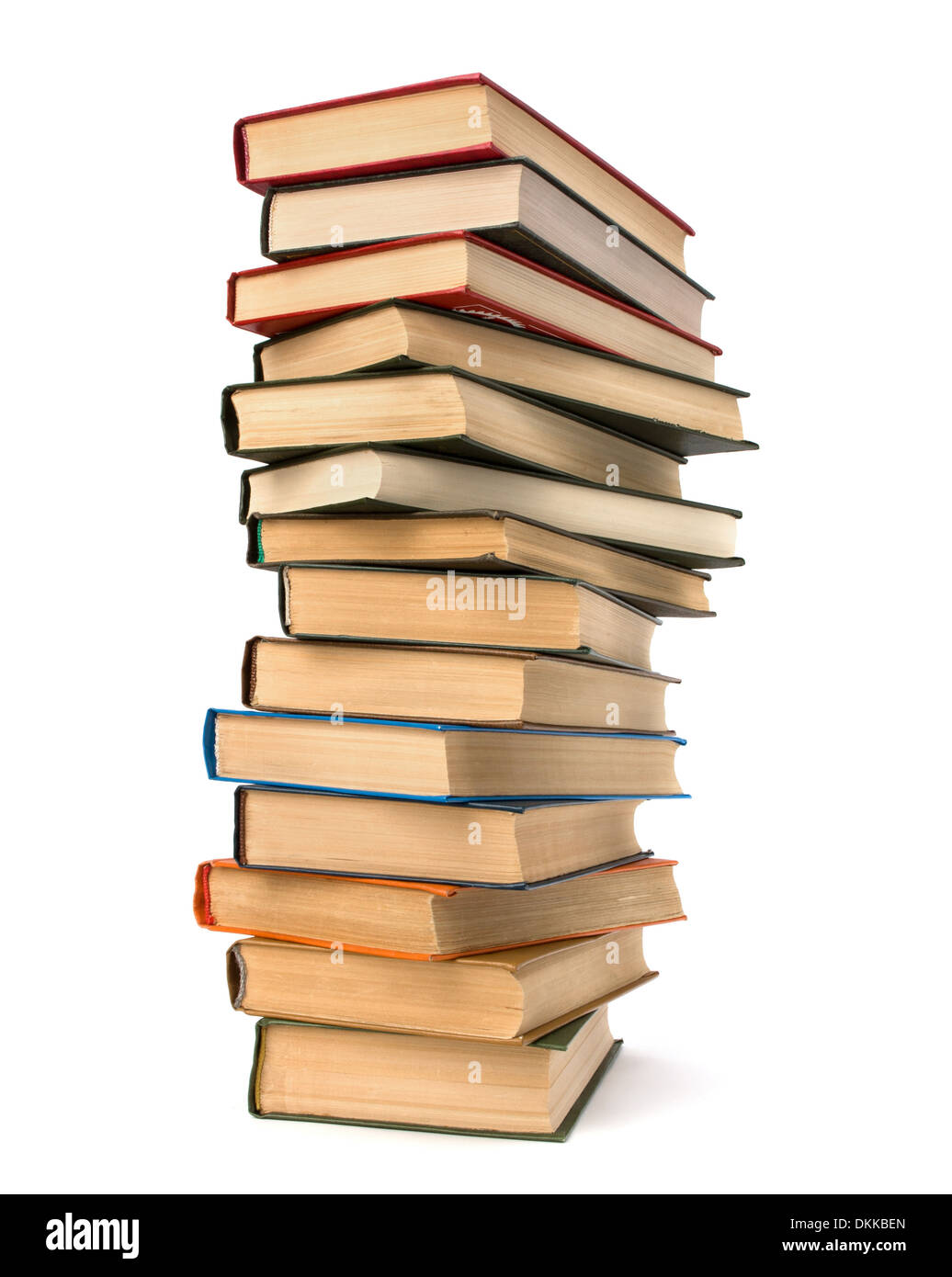 Buch-Stack isoliert auf weißem Hintergrund Stockfoto