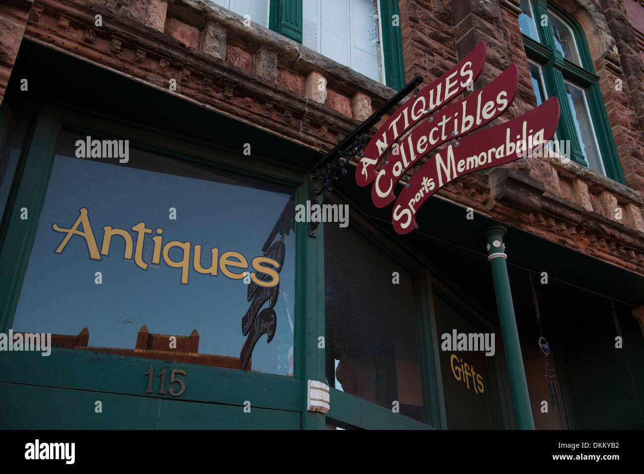 Antike Schaufenster in Guthrie, Oklahoma Stockfoto