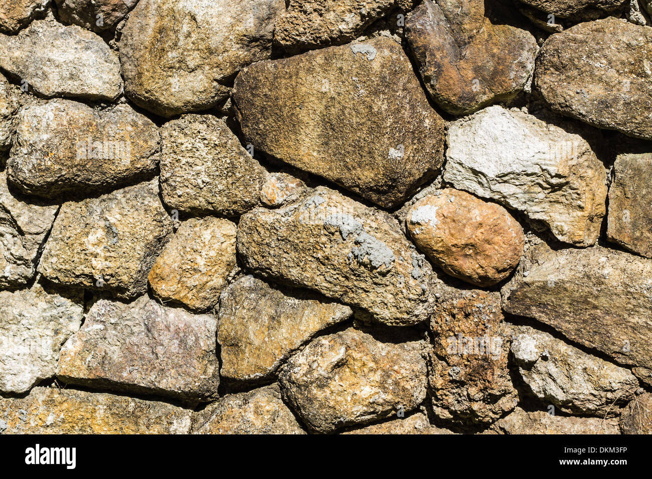 Hintergrund - gestapelten Steinmauer, Full-Frame, Horizontal Stockfoto