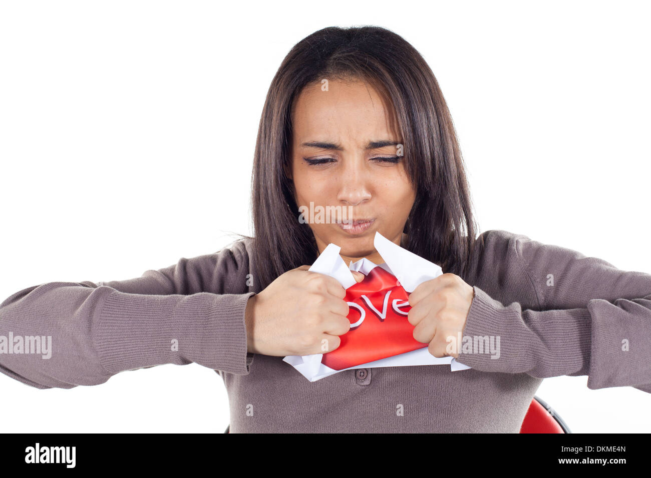 Frau mit einem gebrochenen Herzen Stockfoto