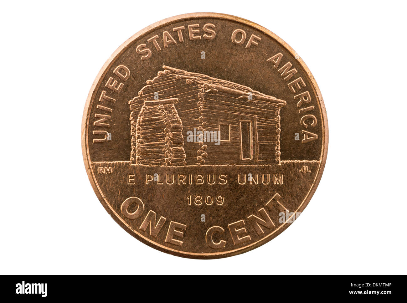 Lincoln Geburt Kabine Cent Cent Gedenkmünze isoliert auf weiss Stockfoto