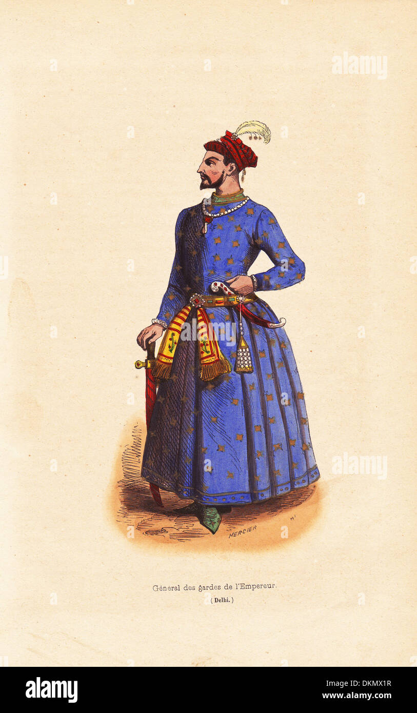 Indische kaiserlicher General (Delhi) Turban, Roben, Schärpe, Dolch und Schwert. Stockfoto