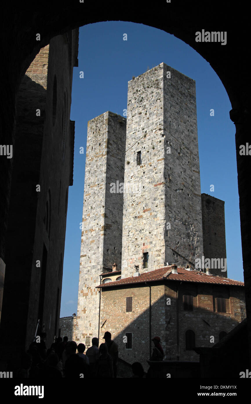 Alte Türme in San Gimignano in der Toskana, Italien Stockfoto