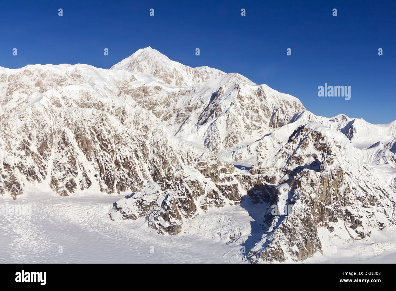 Blick von der Südseite von der Spitze des Mount McKinley in den Denali Nationalpark und Reservat, Alaska Stockfoto