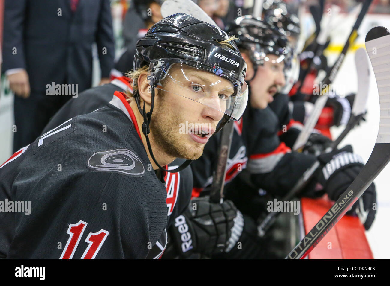 Carolina Hurricanes center Jordan Staal (11) während der NHL-Spiel zwischen den New Jersey Devils und die Carolina Hurricanes Stockfoto