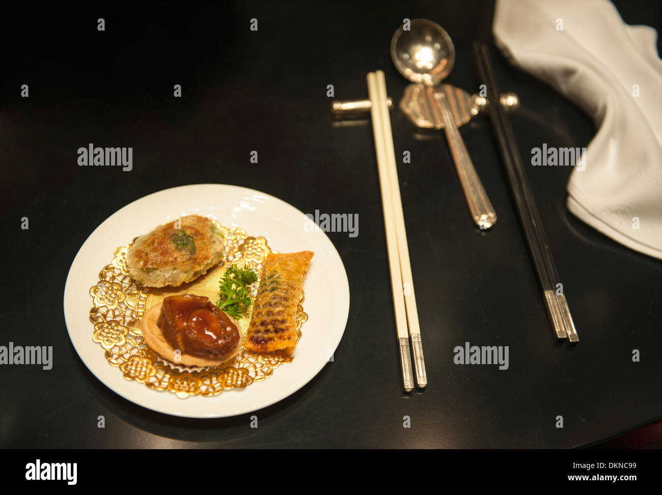 Die Dim Sum of The Eight Restaurant im Grand Lisboa erhielten drei Sterne im Guide Michelin Hong Kong & Macau 2014 Stockfoto