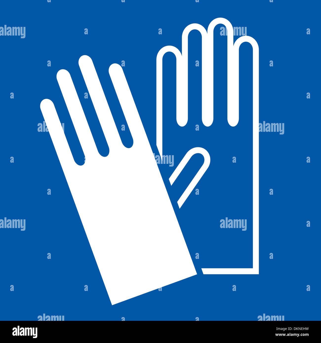 Handschuhe - Warnschild, Warnschild Stockfoto