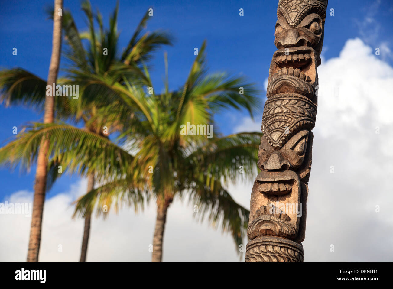 USA, Hawaii, Maui, Kaanapali Beach, Hawaii Tiki Statue Stockfoto