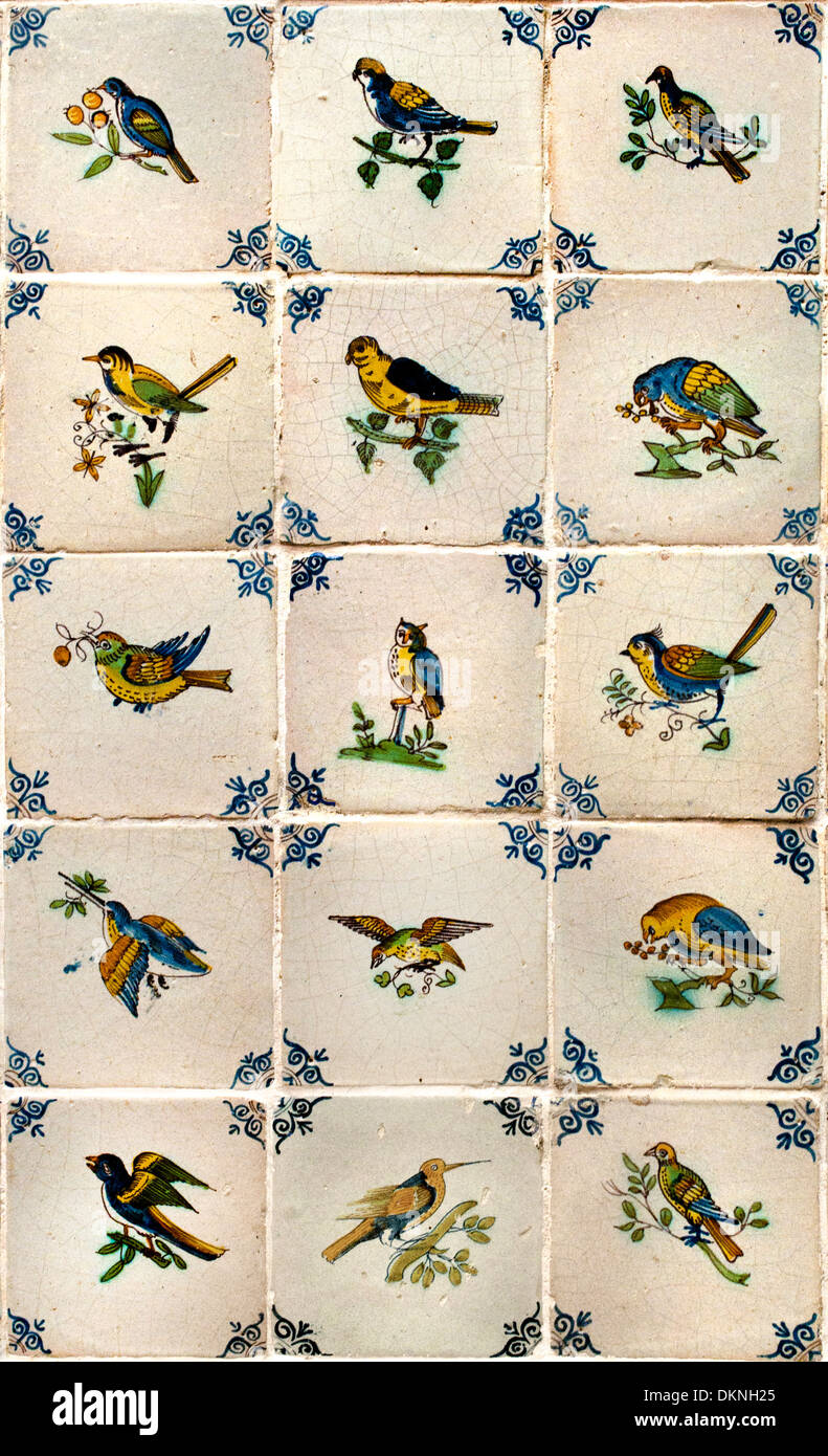 Vogel Vögel 1620-1650 holländischen Fliesen Fliesen Niederlande Holland Museum Stockfoto