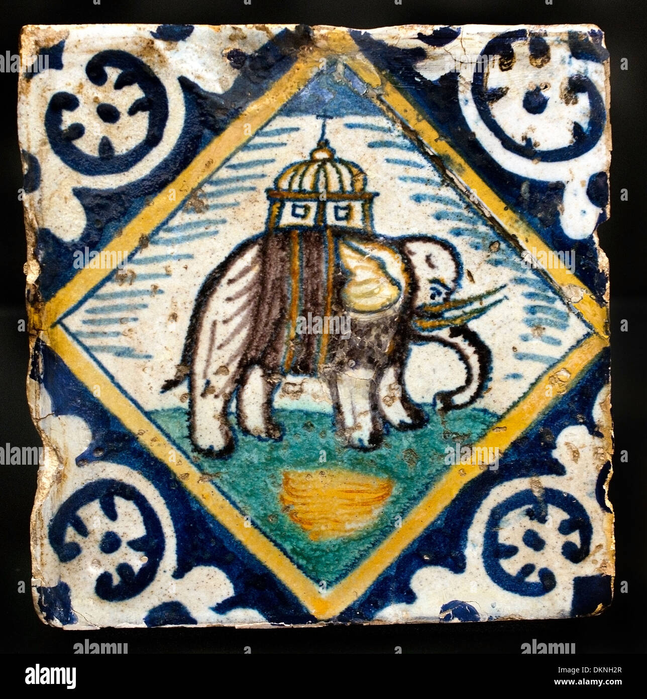 Elefant niederländischen tile16-17 Jahrhundert Niederlande Holland Museum Stockfoto