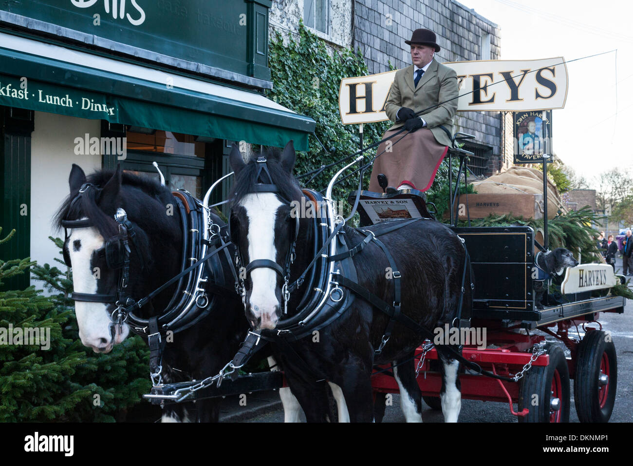 Harveys Brauerei Dray, Weihnachtszeit, Lewes, Sussex, England Stockfoto