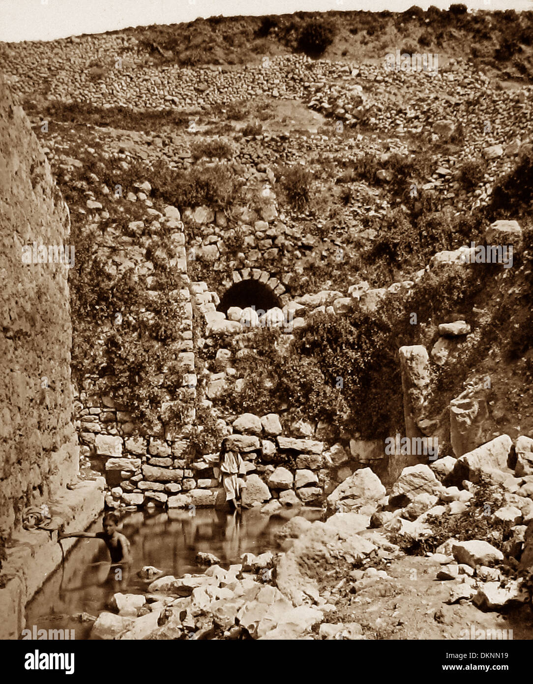 Israel-Jerusalem-Pool von Siloah vor 1900 Stockfoto