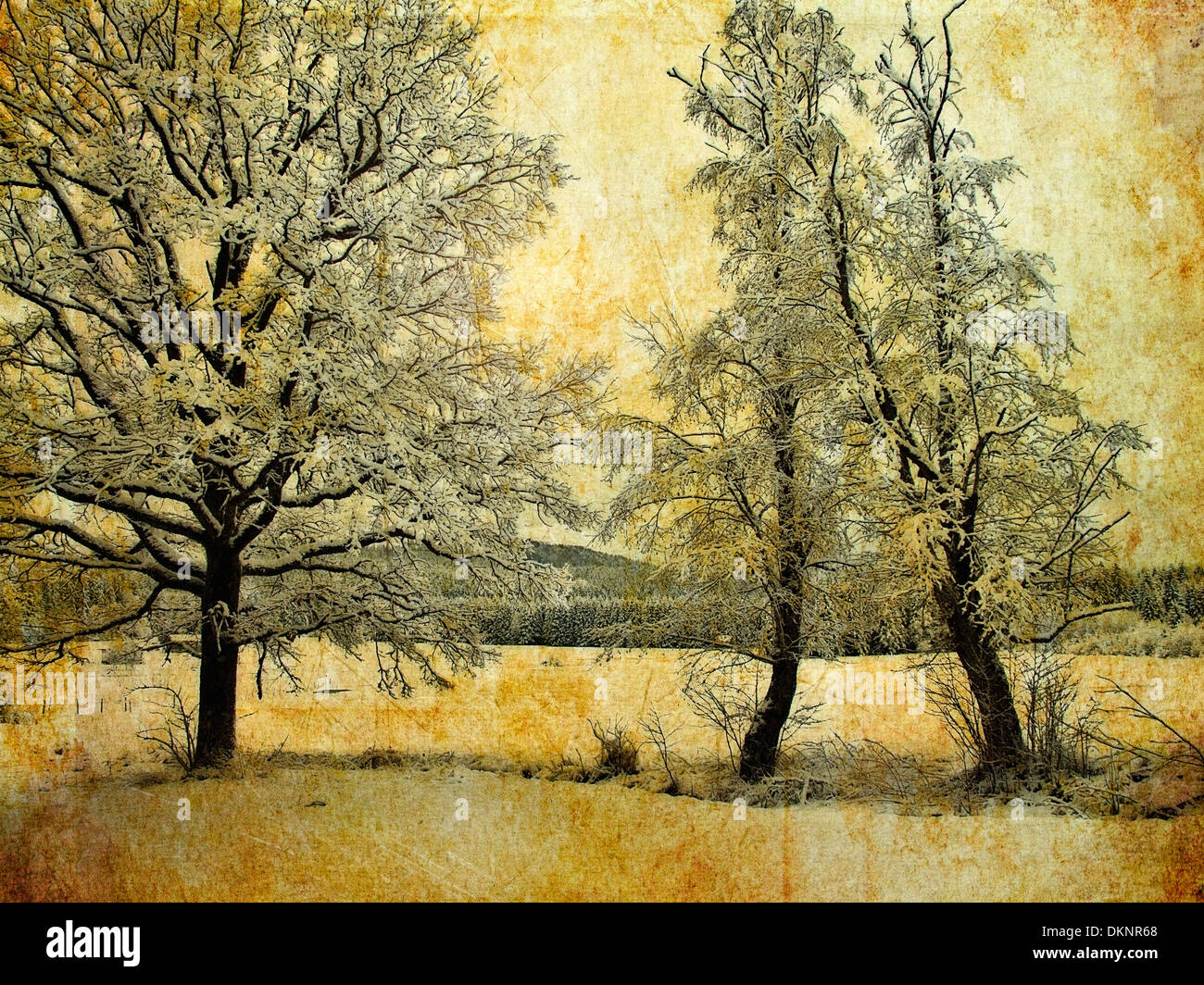 DIGITALE Kunst: Bayerische Winter-Szene Stockfoto