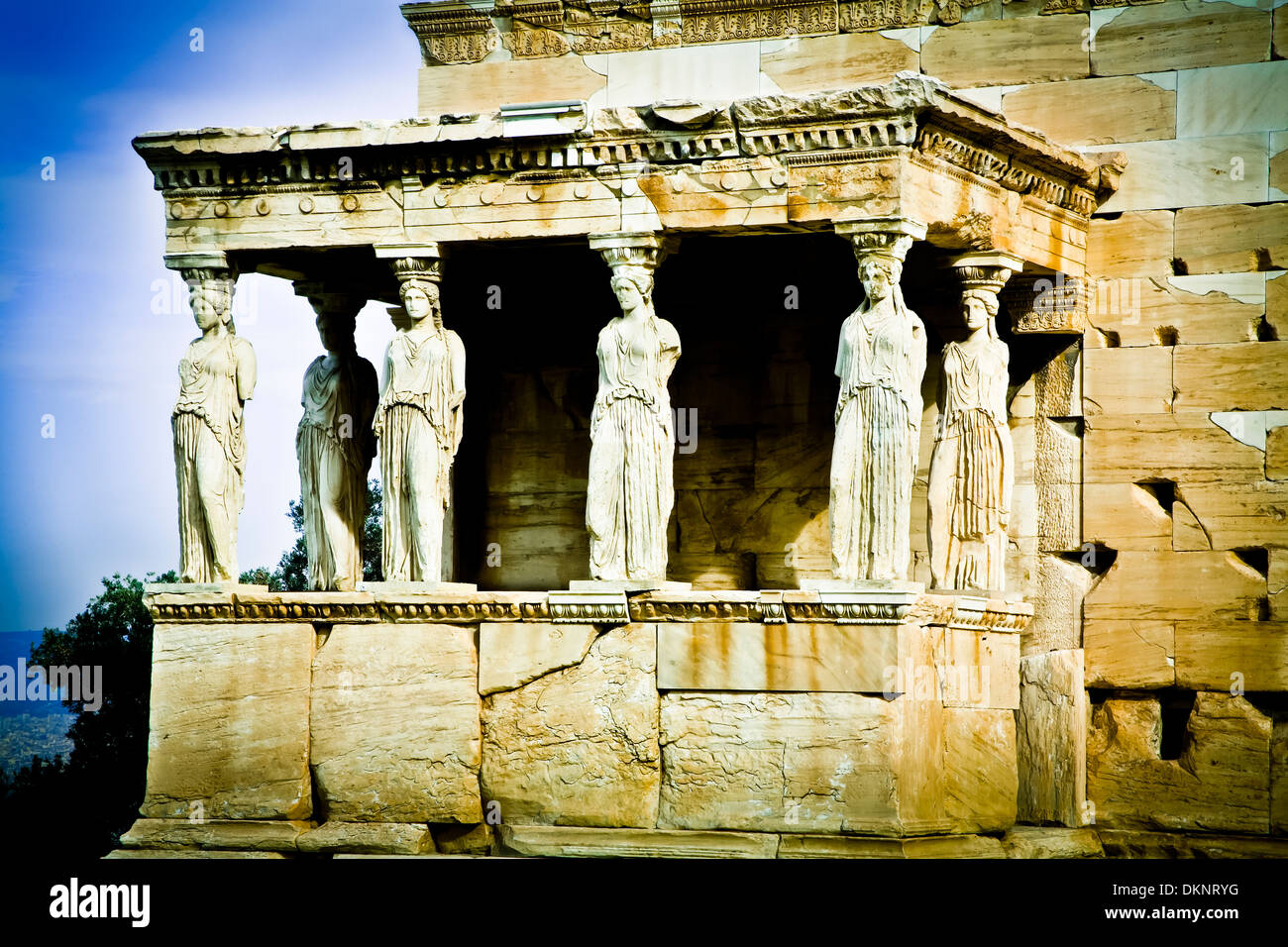 Die Karyatide Veranda. Das Erechtheion. Akropolis Athen. Atica. Griechenland. Europa Stockfoto