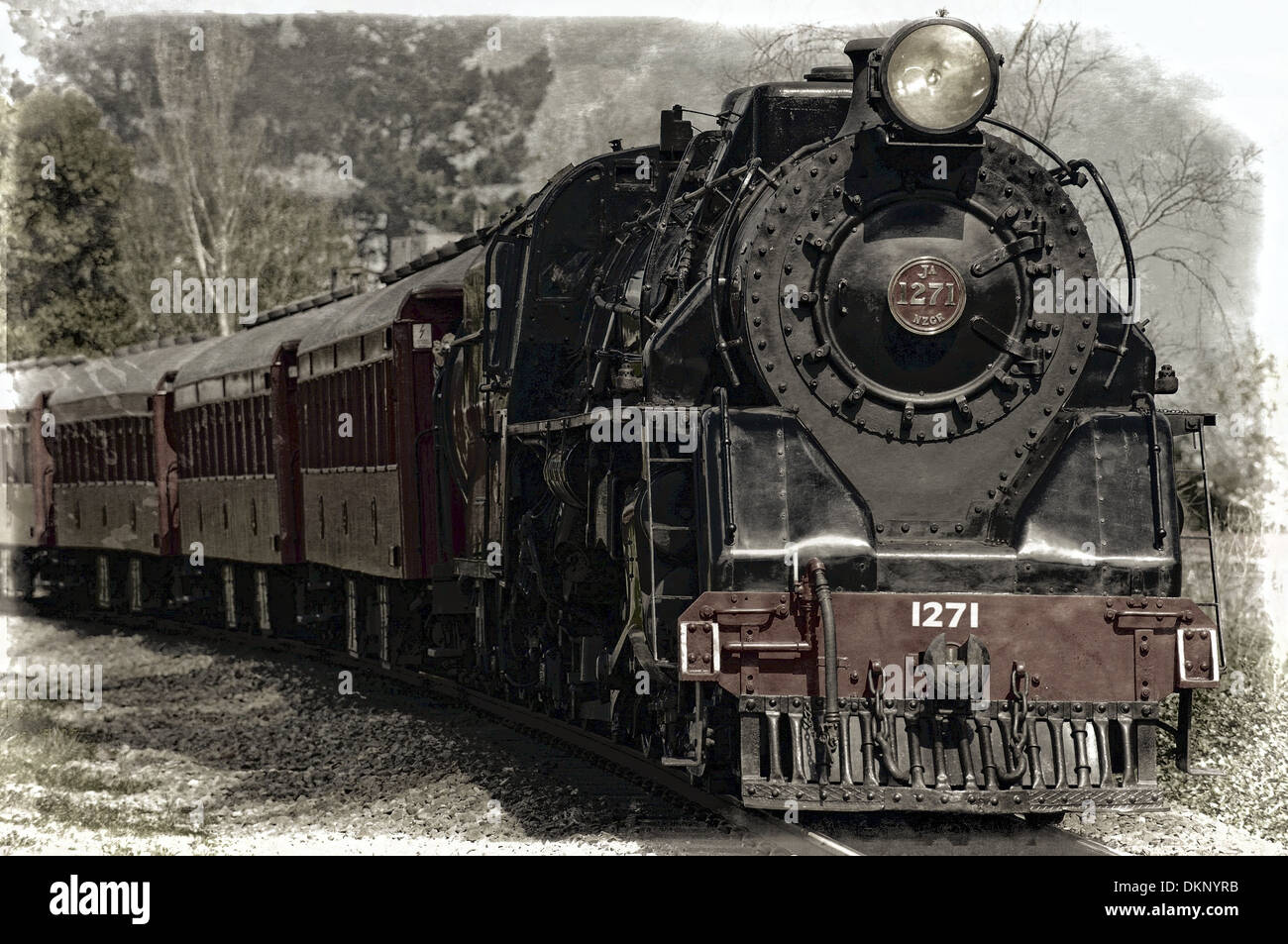 Lok Dampflok Zug Eisenbahn Denkmal Stockfoto