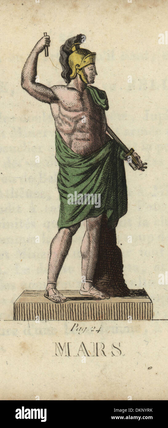 Mars, römischer Gott des Krieges, mit Helm und Schwert. Stockfoto