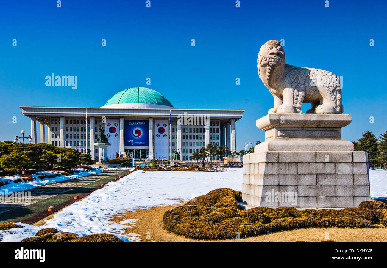 Gebäude der Nationalversammlung der Republik Korea in Seoul, Südkorea. Stockfoto